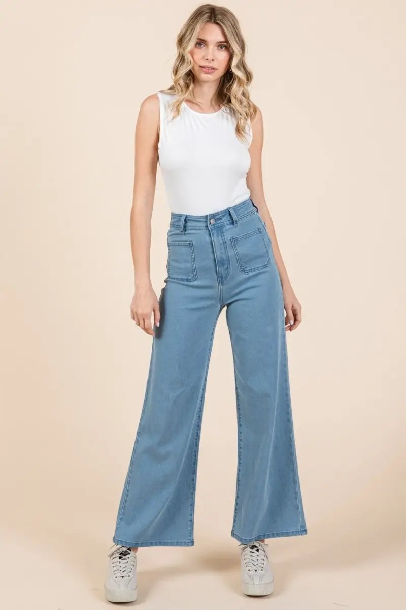 Mittoshop High Waist Wide Leg Jeans for Women Stylish Fit - Love Salve